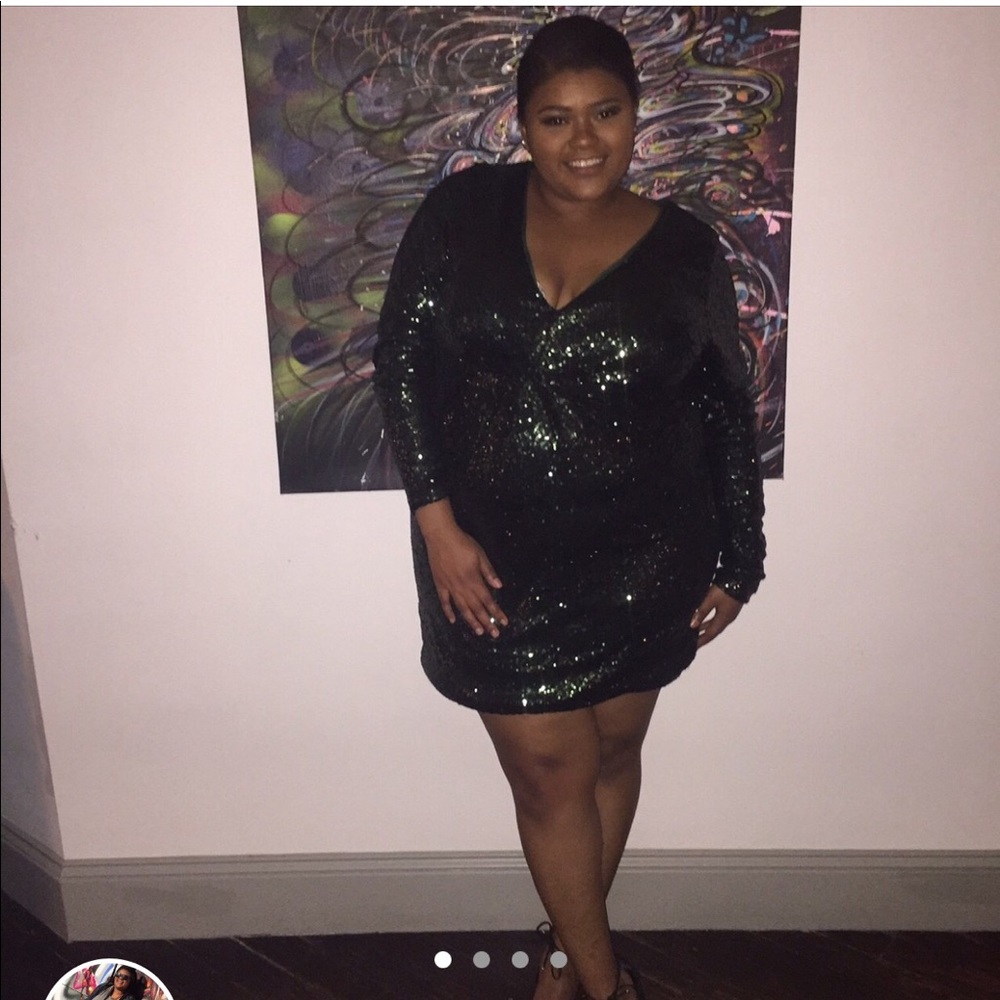 Green sequined dress